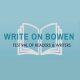 Write on Bowen logo - a drawing of a book with text - Write on Bowen, Festival of Readers and Writers